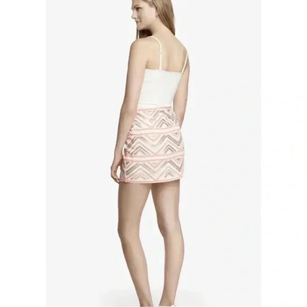 Express | Eras Tour Vibes Pink Sequins Boho Mini Pencil Skirt Size XS - Image 7
