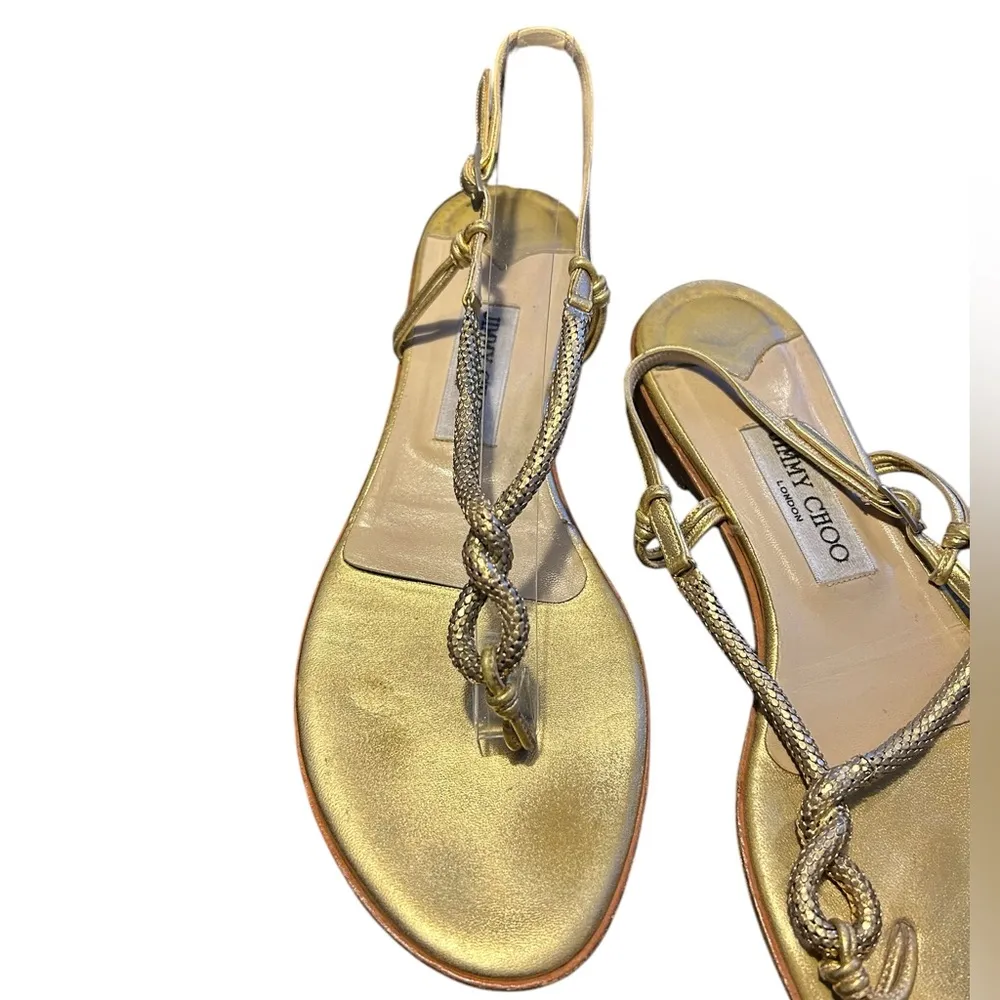 Gold Rope Know Flat Grecian Beachy Vacation Size 9 Metallic Sandals. - Image 13