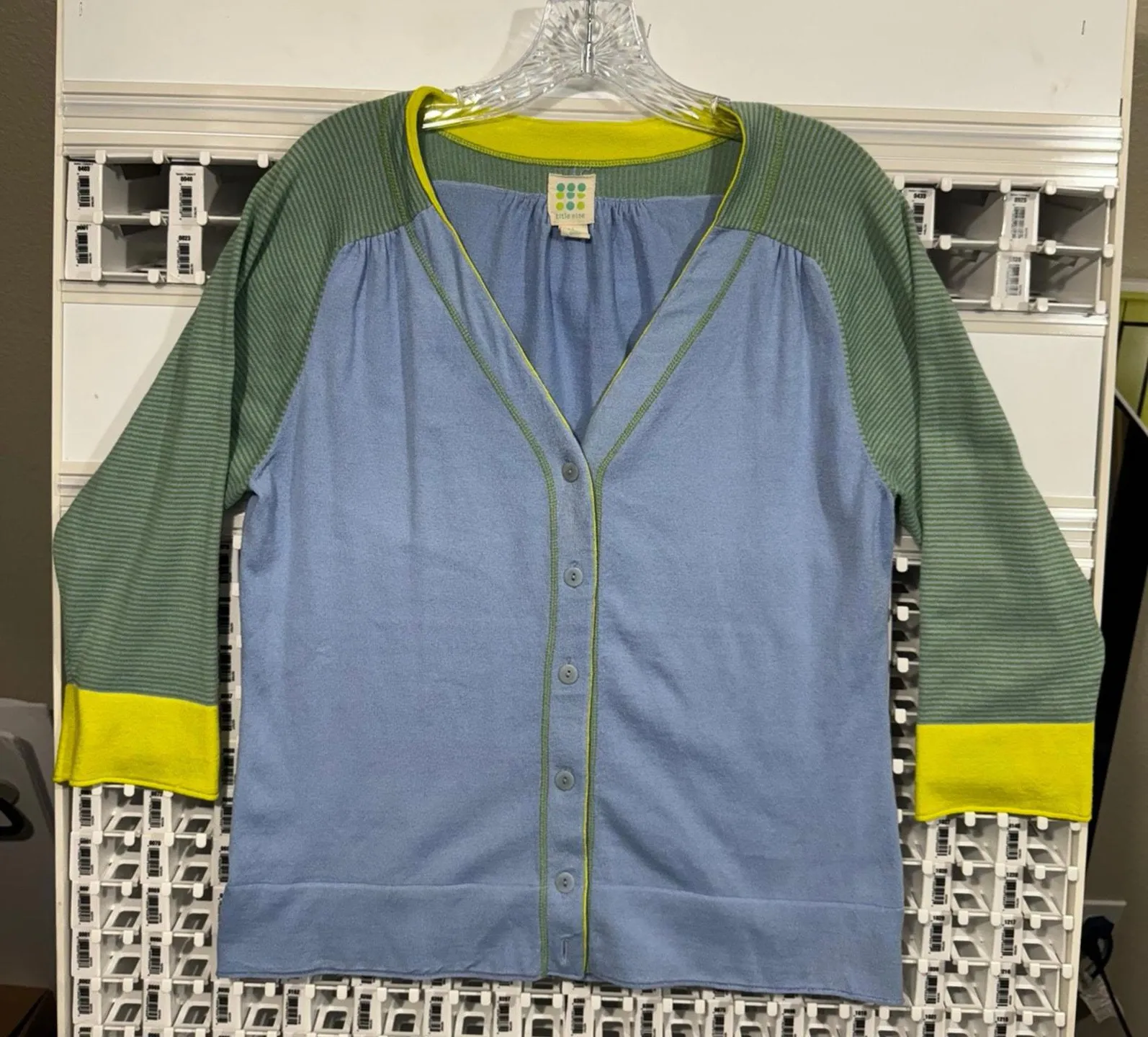 Title Nine Women's Large Multi-Color Colorblock Cardigan V-Neck Sweater - Image 1