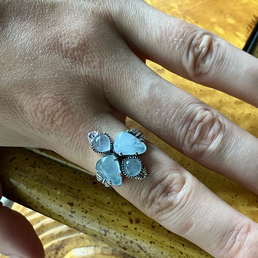 Genuine Aquamarine Sterling Silver Ring Size 8 - Image 4