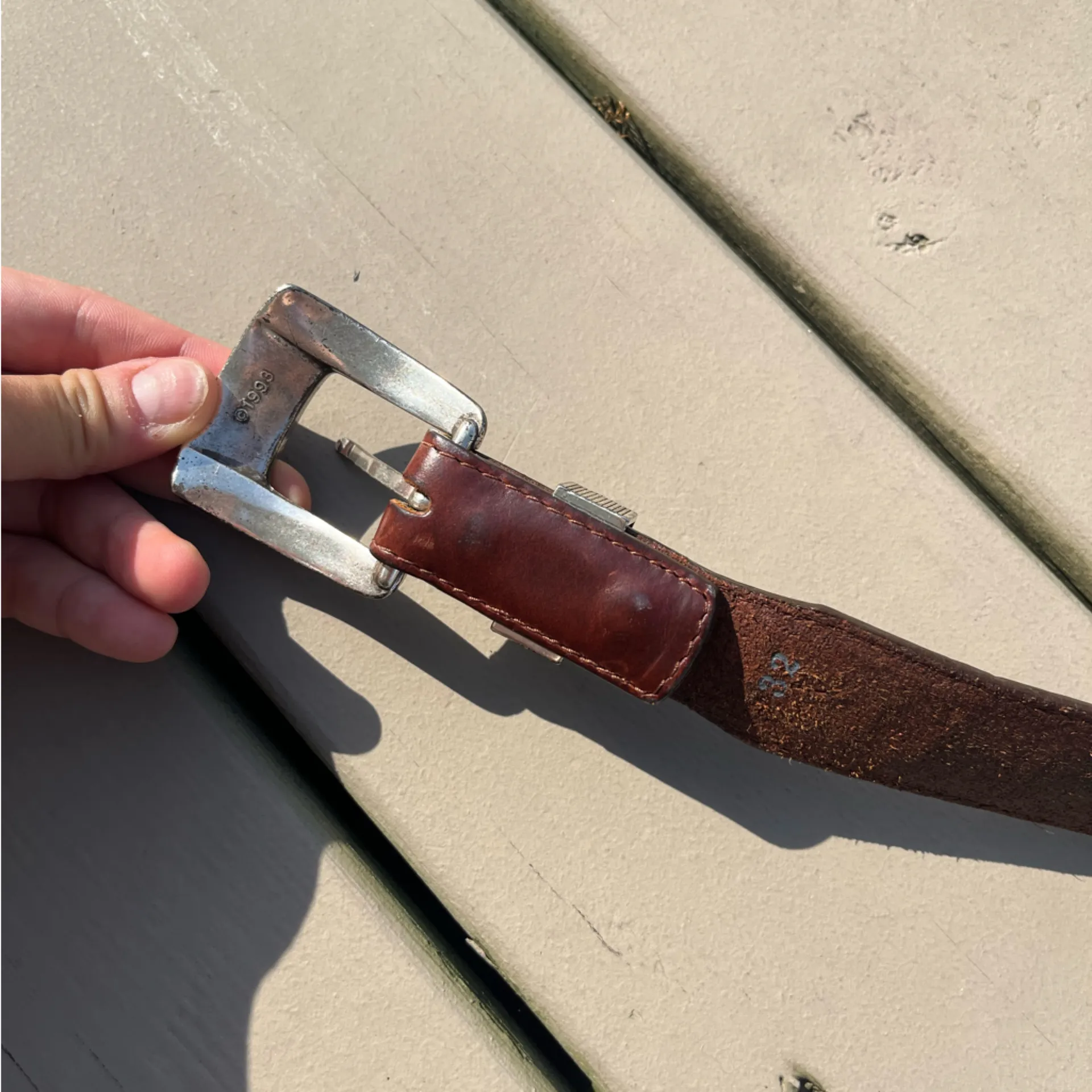 Vintage onyx by Brighton silver hardware trim leather belt with braided detail - Image 6