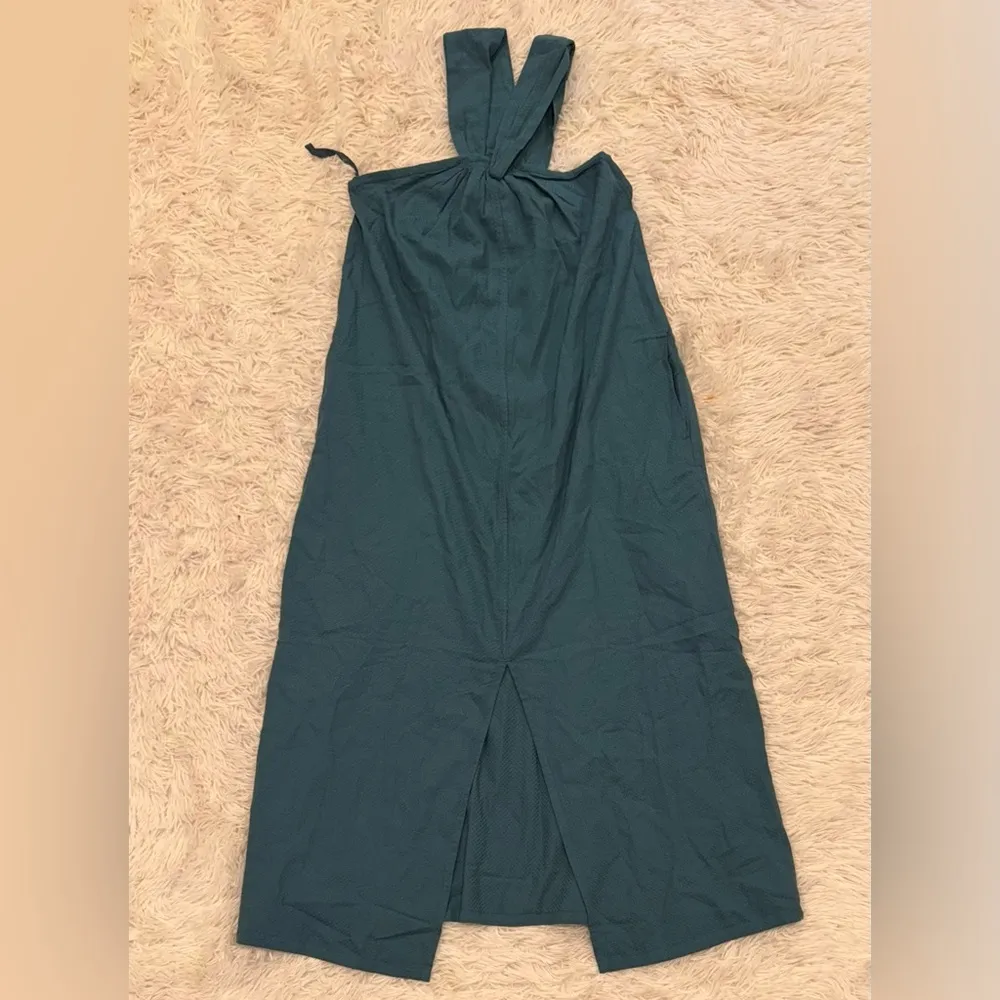 NEW Faherty Bay Twist Seersucker Halter Colonial Blue organic cotton Dress sz S - Image 3