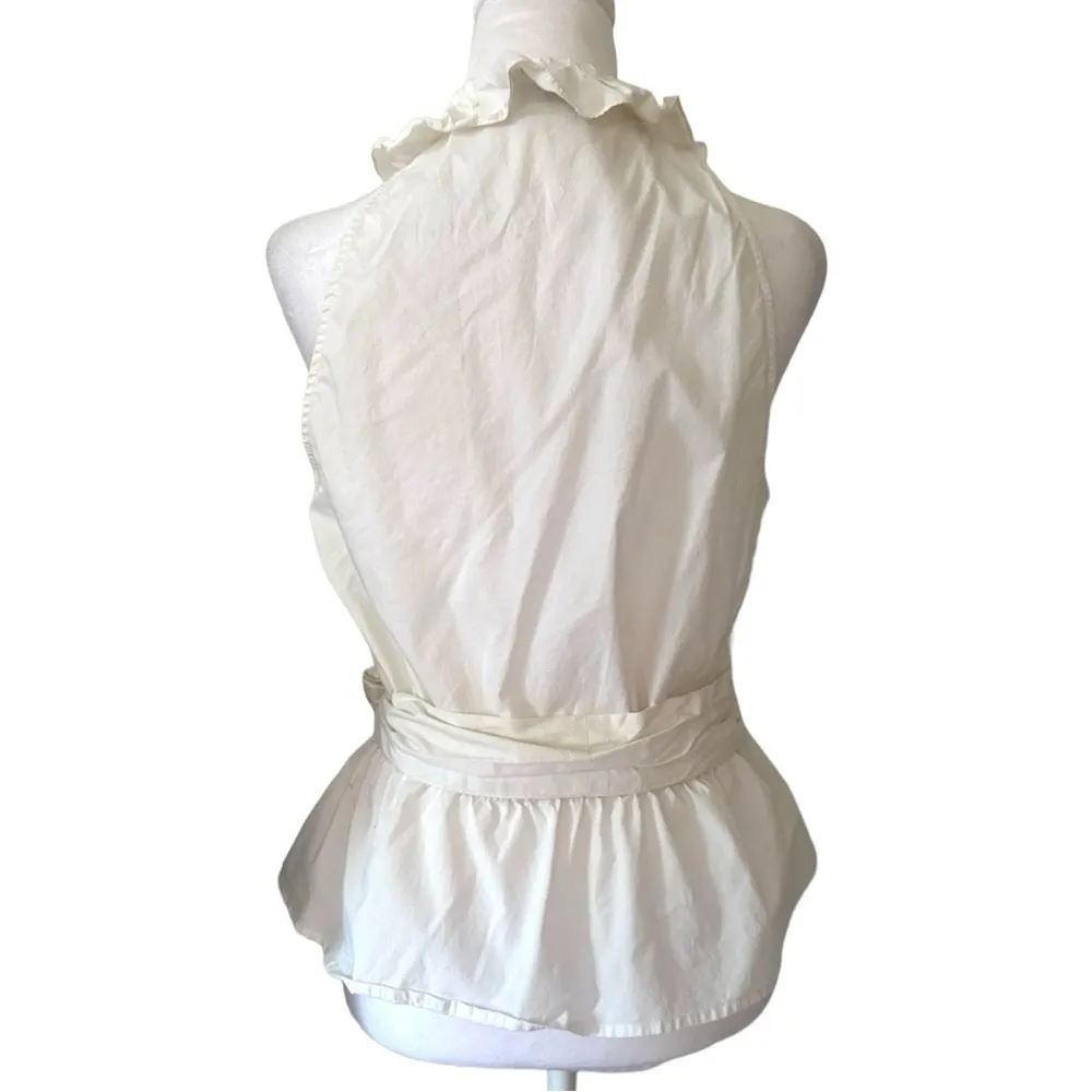 Allison Taylor Womens Size Large White Sleeveless Ruffle Blouse - Image 3