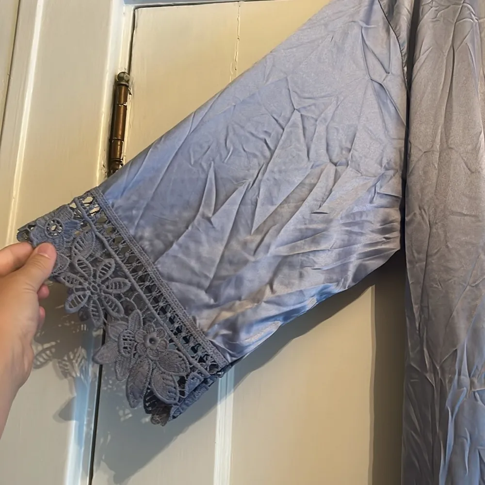 Kennedy Blue  | Basic Light Blue Bridesmaid RobeLace Details One Size Fits Most - Image 3