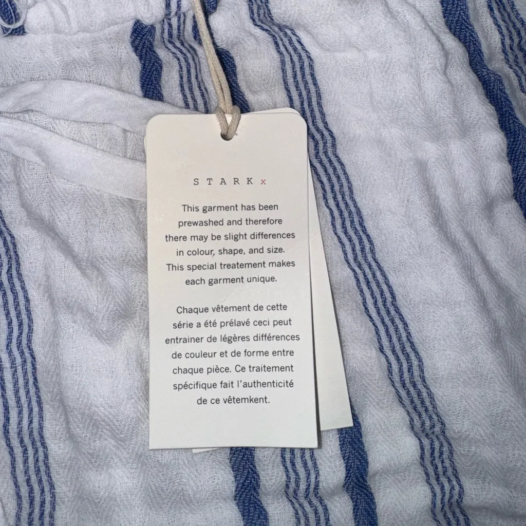 Stark X Blonde Elastic Waist Shorts White And Blue Size XS NWT - Image 4