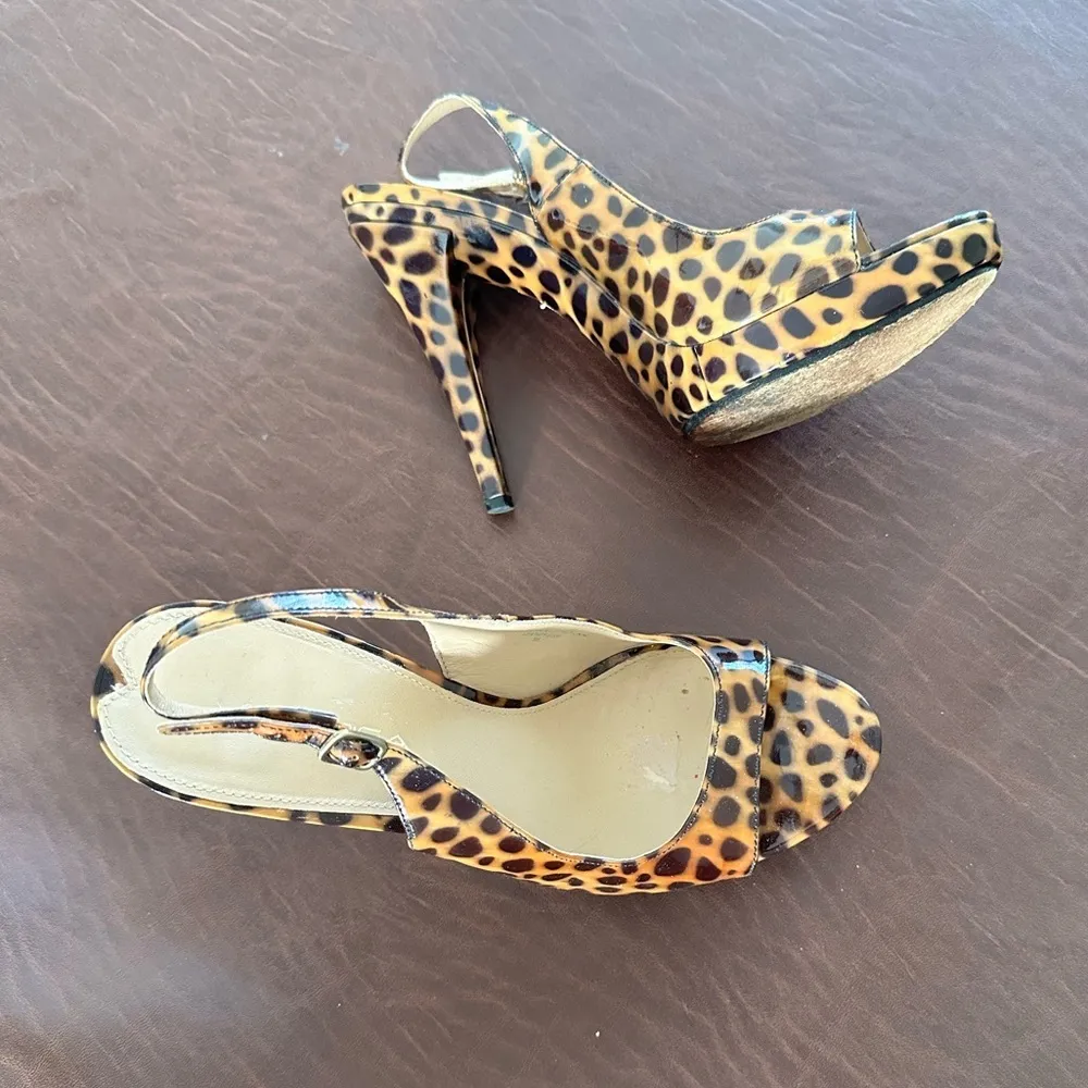 VIA SPIGA ANIMAL PRINT SLINGBACK STRAP PLATFORM STILETTOS SANDAL SHOES 8 - Image 6