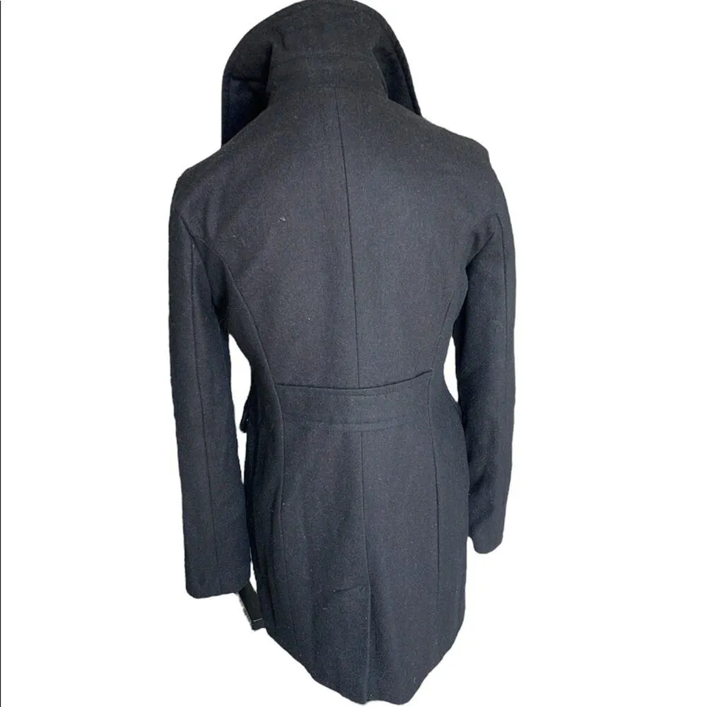 Wet Seal Black Vintage Wool Blend Peacoat with leopard lining size Large - Image 2