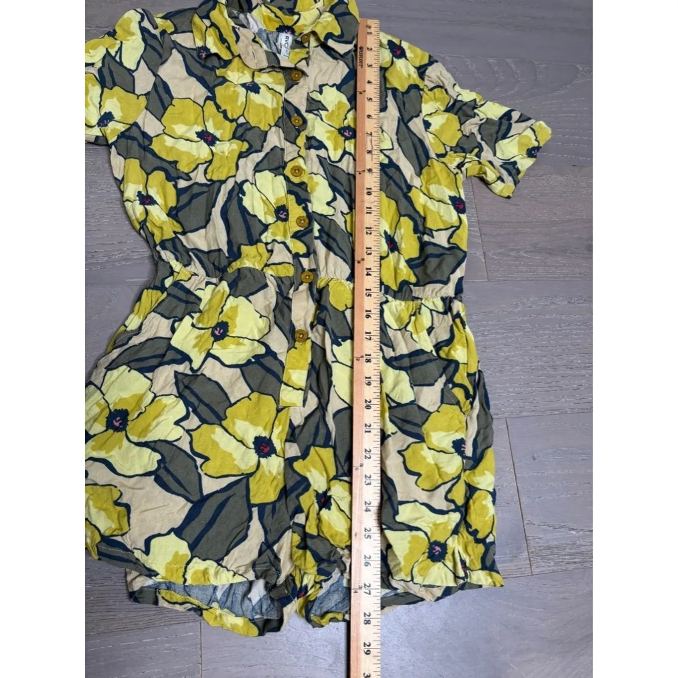 RVCA Rejoice Romper Sz S‎ Floral Sunset Fade Yellow VSCO Valley Girl Surf Beachy - Image 10