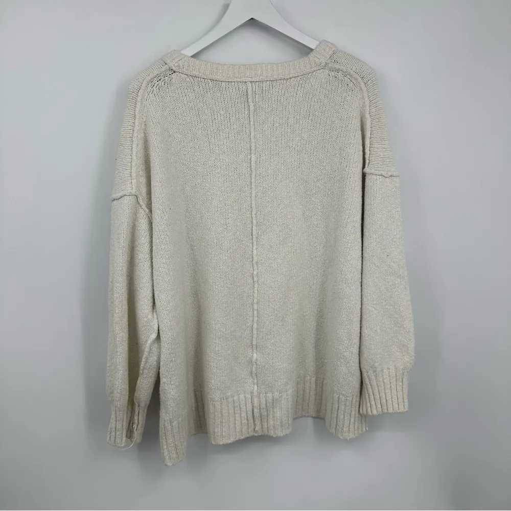 Free People Cream V Neck Sweater Size Medium Boho - Image 8