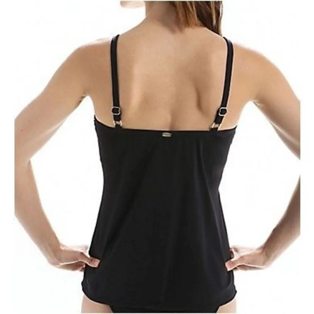 New. Sunsets by Soft Surroundings, black tankini top with a twist. 34D/36C - Image 6