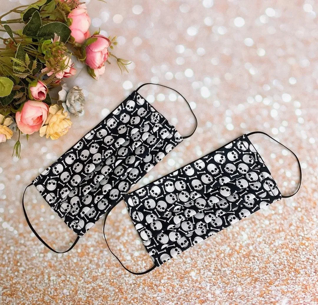 100% Premium Cotton Black And White Skulls Face mask Multiple - Image 3