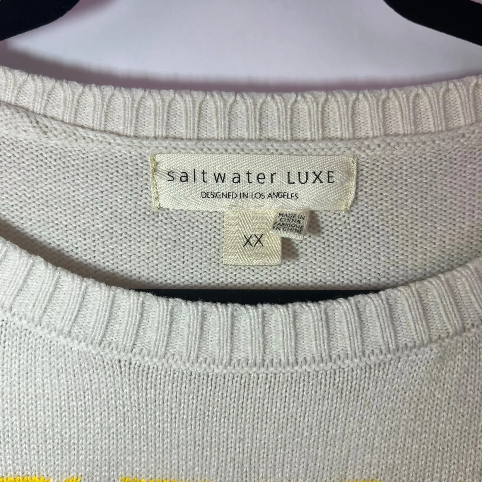 Saltwater Luxe Sun Sand Surf Sweater, Cream, 100% Acrylic Beach Coastal Pullover - Image 5