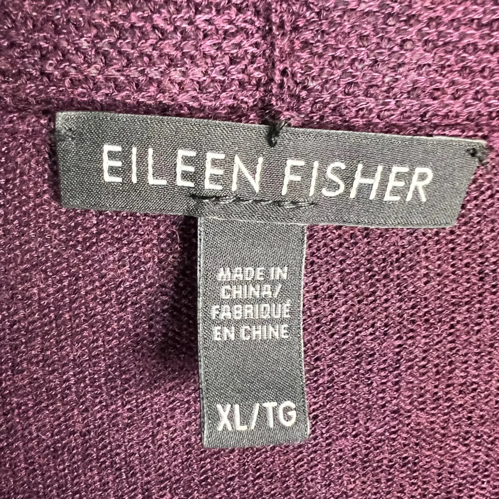 Eileen Fisher Open Front Cardigan XL Tencel Wool Blend Purple Lightweight Duster - Image 2