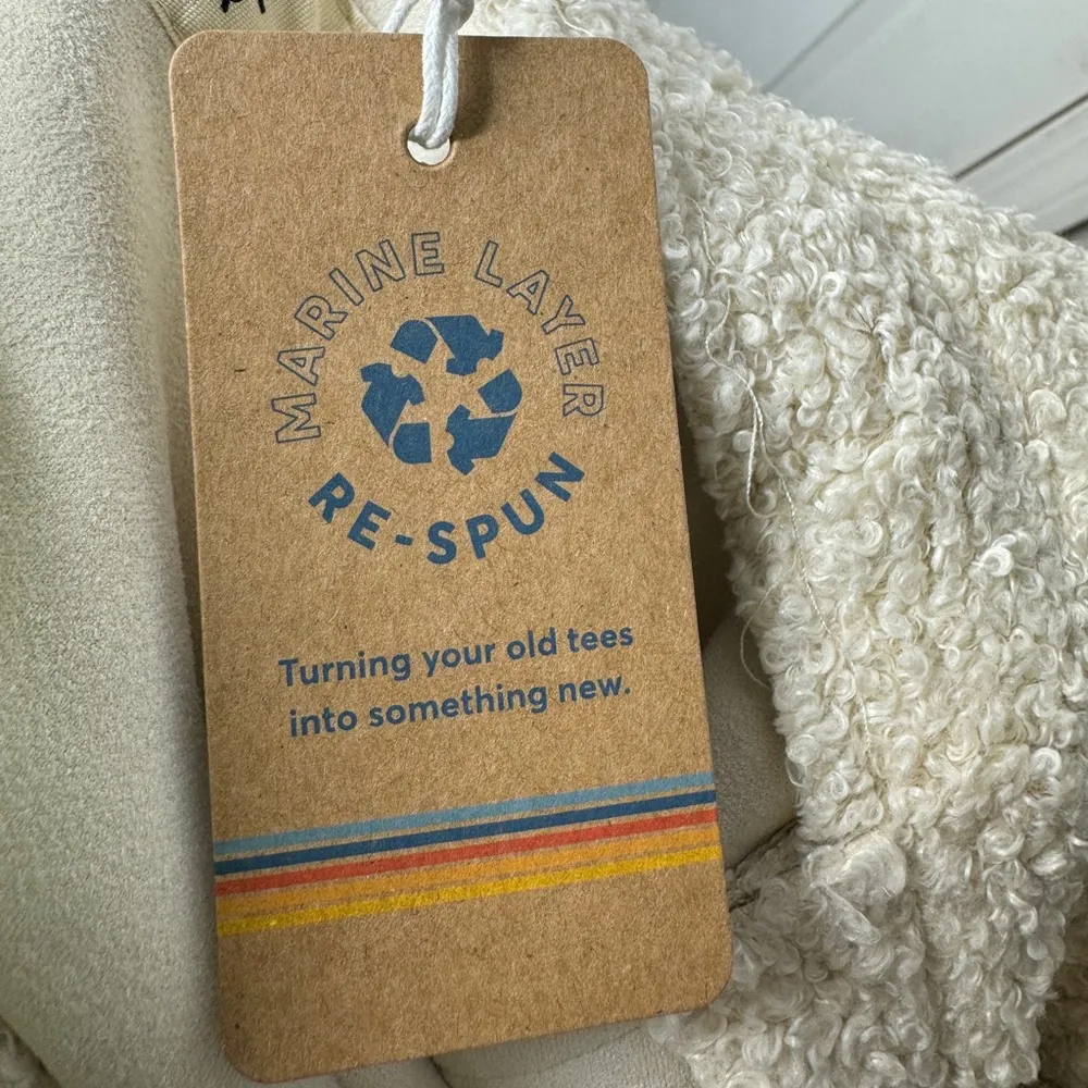 MARINE LAYER NWT Quebec Sherpa Jacket Antique White Size Large Snap Closure - Image 5