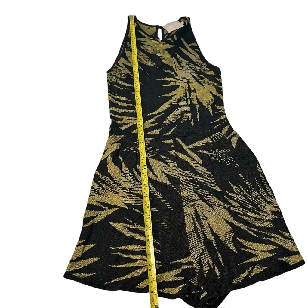 Jason Wu Size‎ M Sleeveless Botanical Knit Romper Black Gold Vacation Resortwear - Image 6