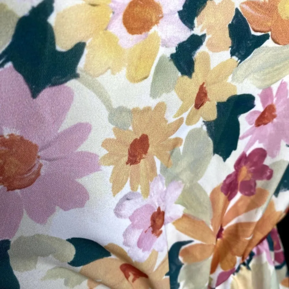 Shein Sleeveless Floral Halter Tie Neck Open Back Romper Orange Pink Size 6 - Image 6