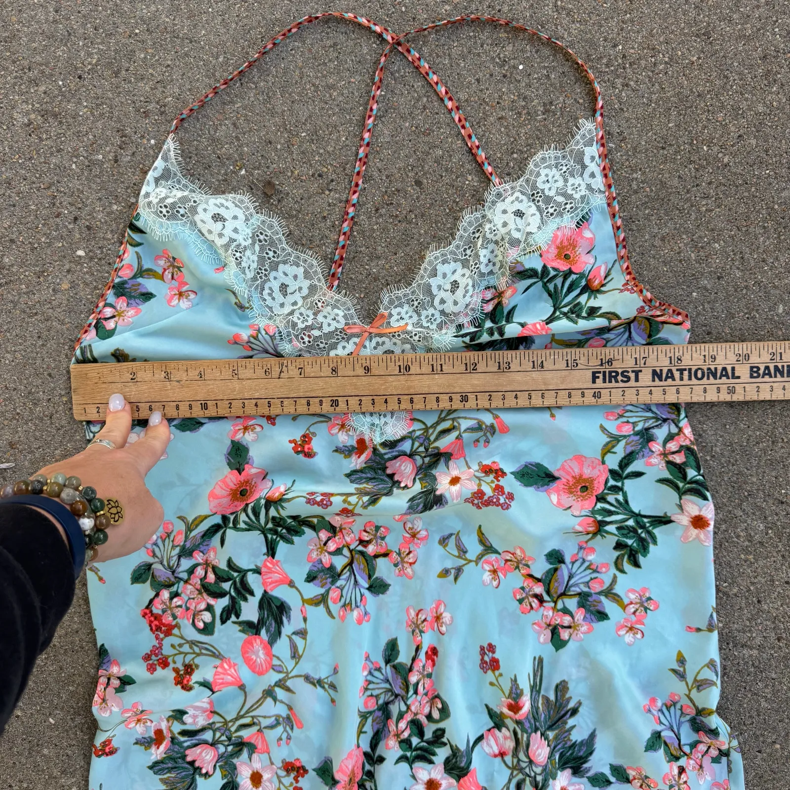 Victoria's Secret Dream Angels Chantilly Lace Aqua Blue Floral Slip Dress MEDIUM - Image 10