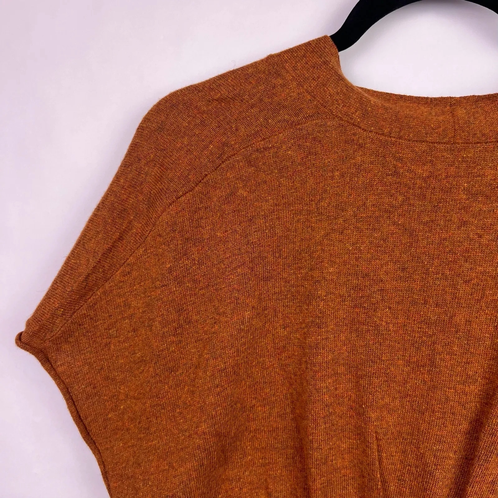 Sparrow Sweater Dress Rust Knit Smocked Waist V Neck Short Sleeve Boho Fall M Orange Size M - Image 8