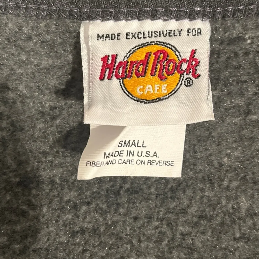 Hard Rock Cafe Houston Texas V Neck Crop Sweatshirt Top Two Tone Gray Small - Image 6