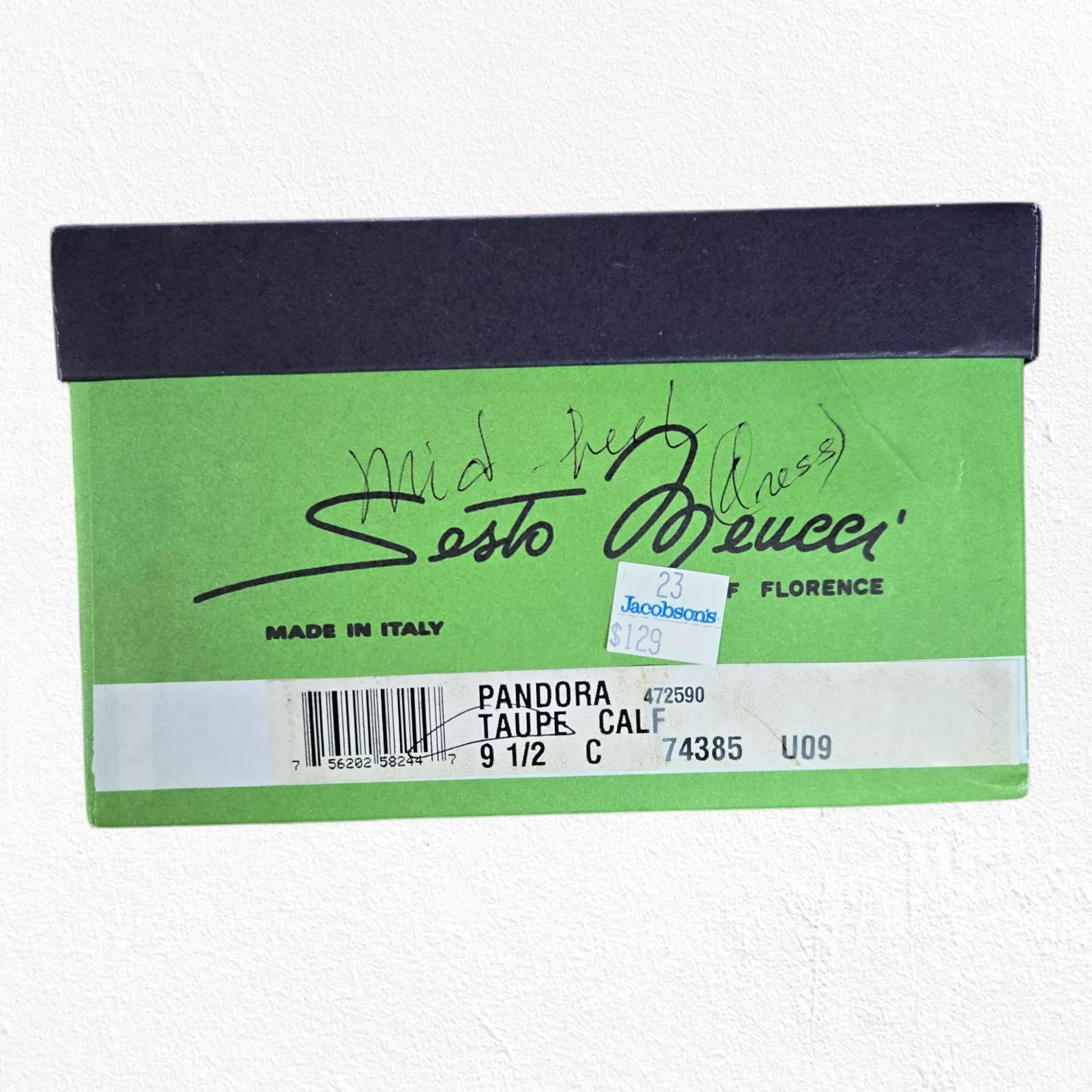 Vintage 80s Sesto Meucci Tan Taupe Square Toe Block Heel Leather Pumps Size 9.5 - Image 9