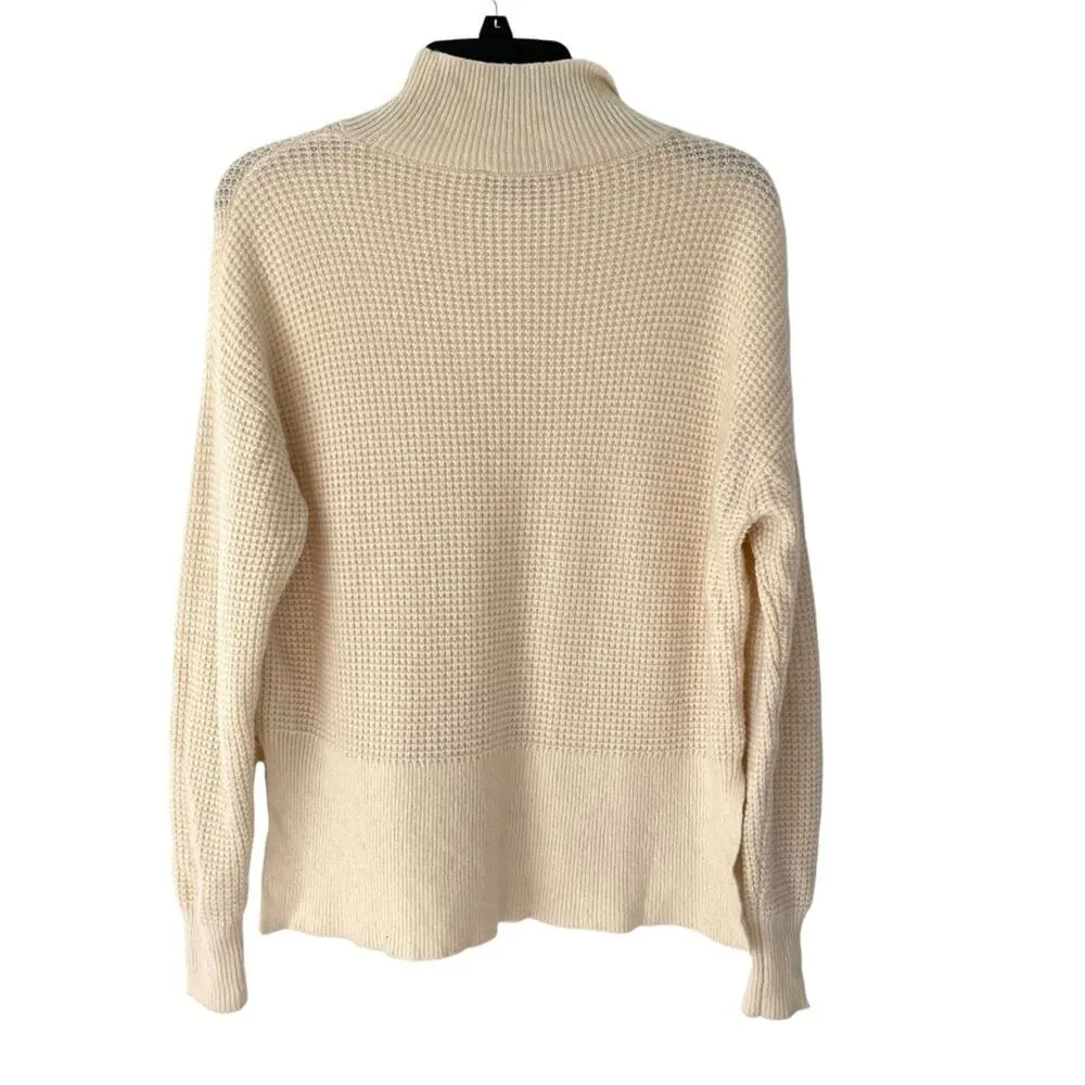 Everlane The Cashmere Waffle Square Turtleneck Sweater Cream Ivory size XS - Image 6