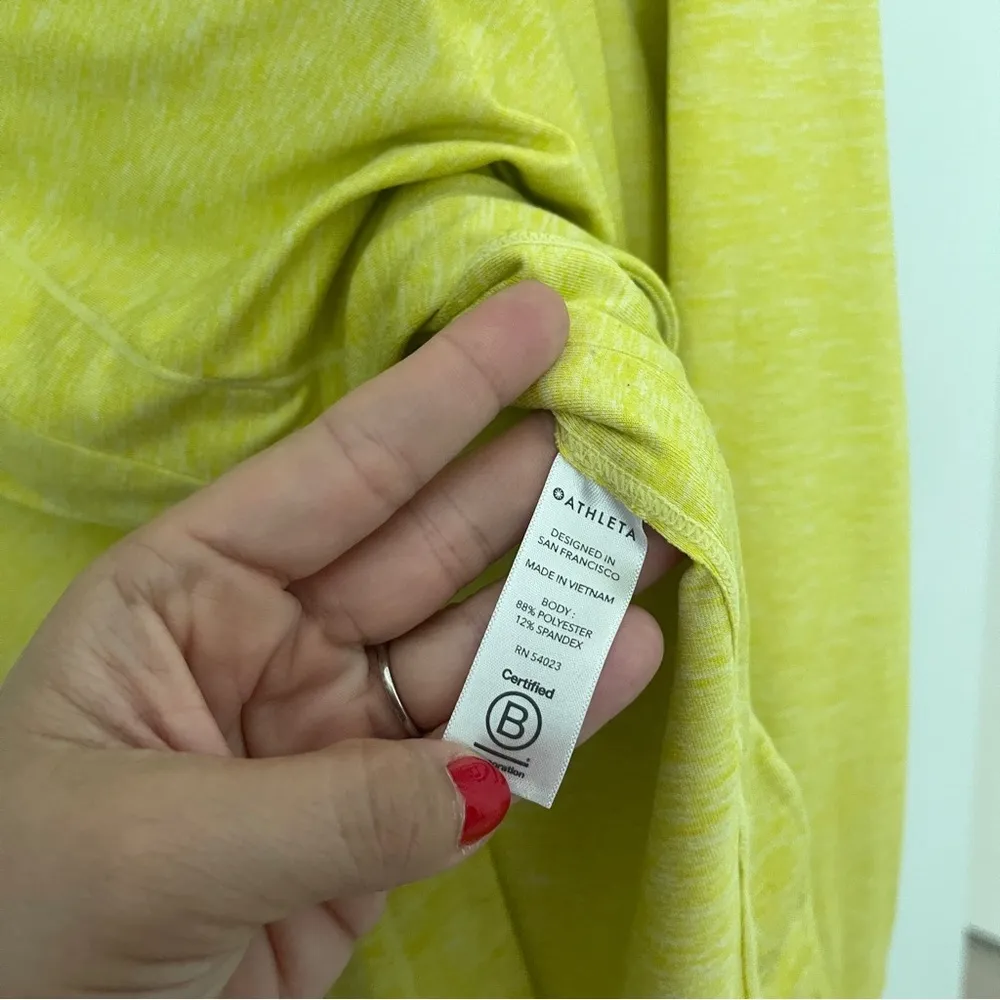 Athleta Uptempo Yellow Long Sleeve Workout Stretch Top - Image 4