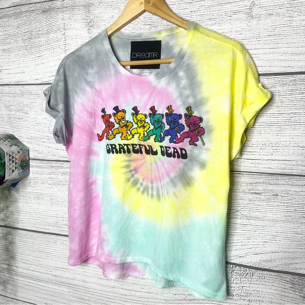 Grateful Dead Dancing Bears Rainbow Tie Dye T-Shirt Size Small - Image 3