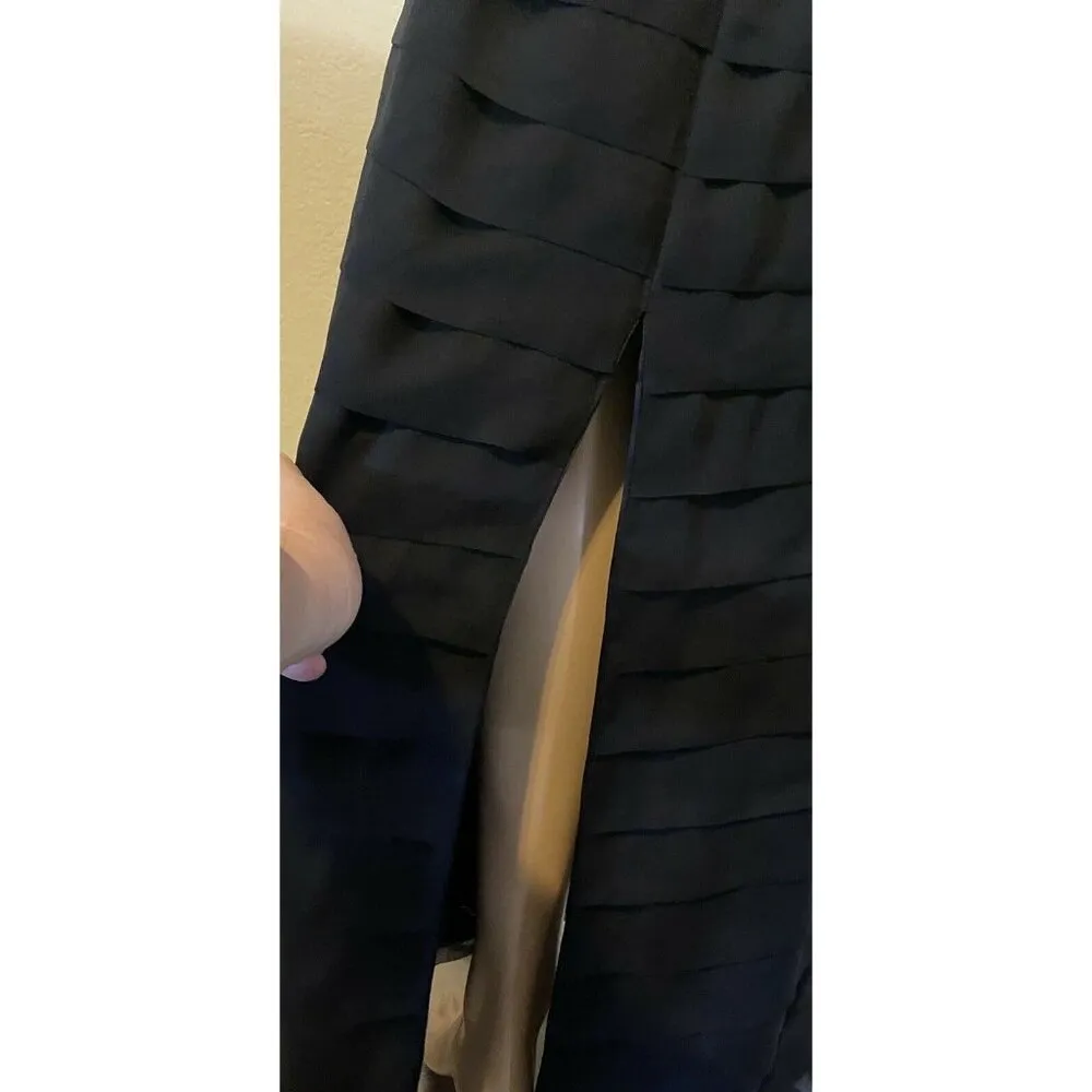 $870 VTG Bespoke Peggy Jennings 4/6 Silk Long Dress Gown Black Party Holiday - Image 5