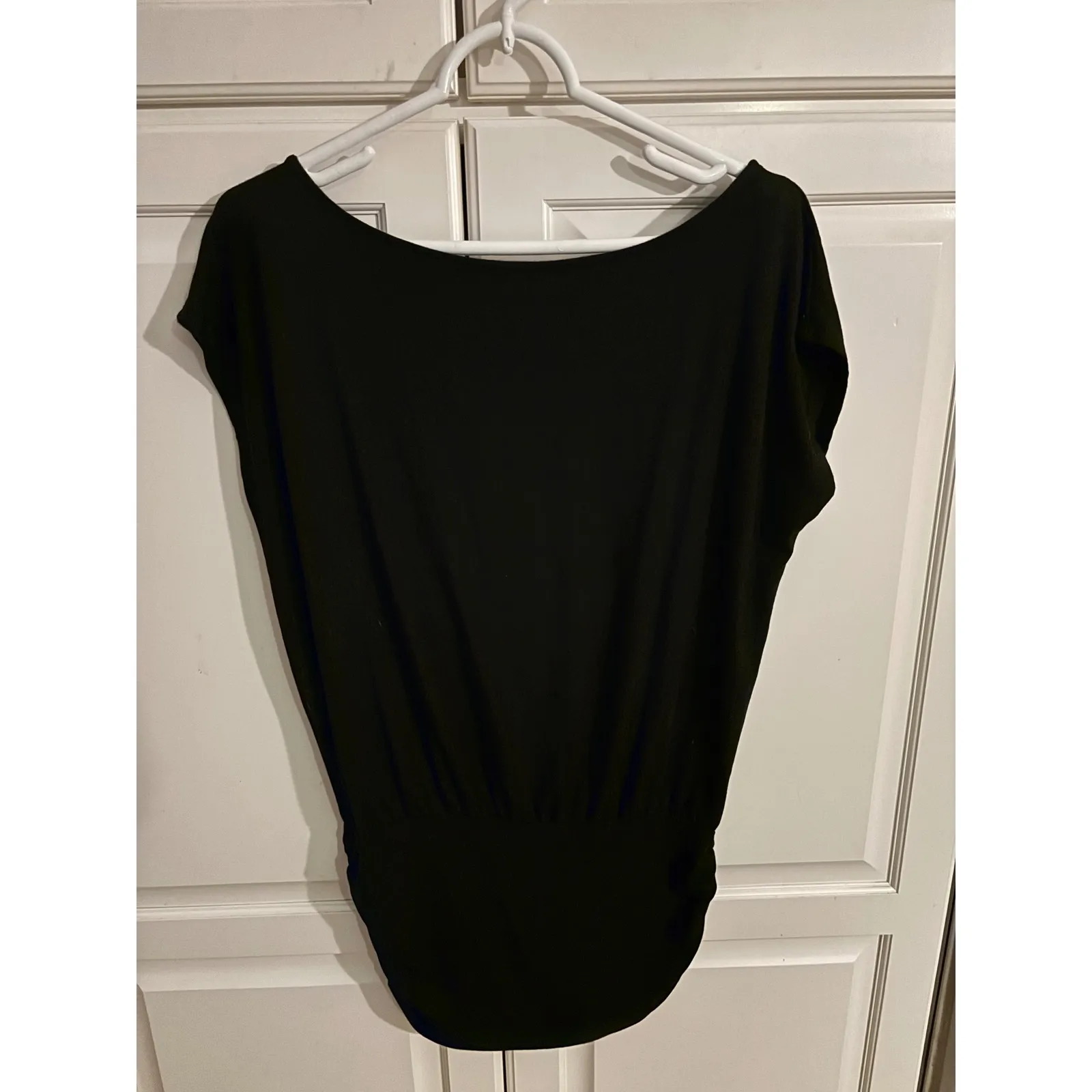 Boston Proper Black Ruched Short Sleeve Top Womens‎ Size M Casual - Image 4