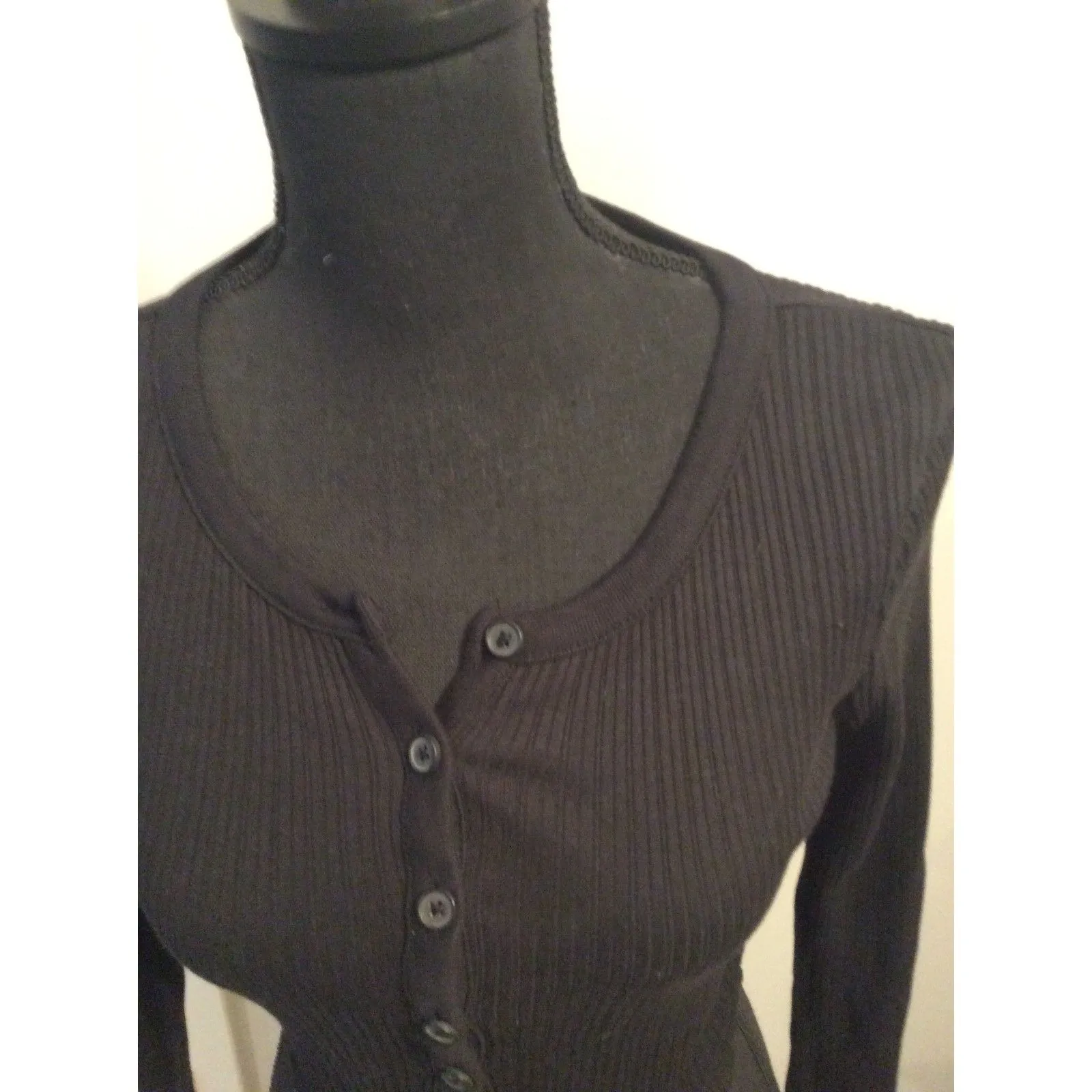 Aeropostale Black Long Sleeve Ribbed Cropped Top Womens Large L - Image 4