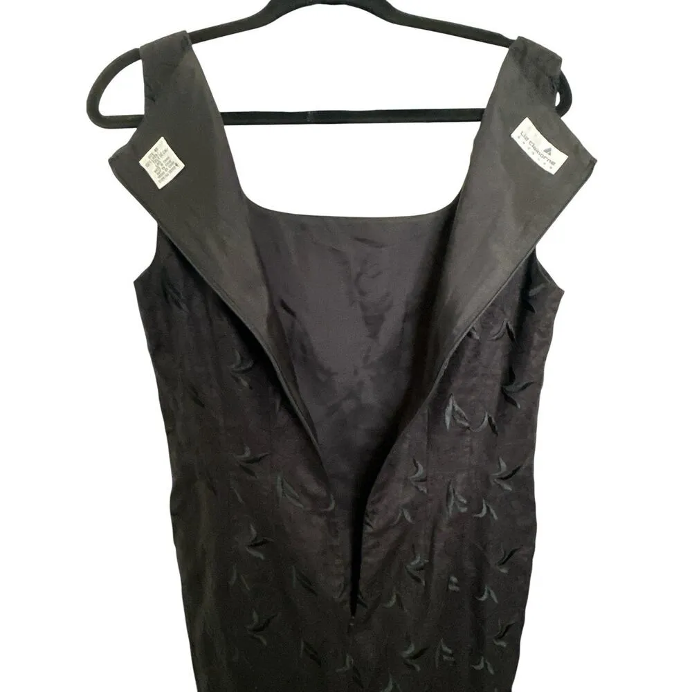 Vintage liz Claiborne career black Embroidery Dress Size 6 100%linen - Image 3