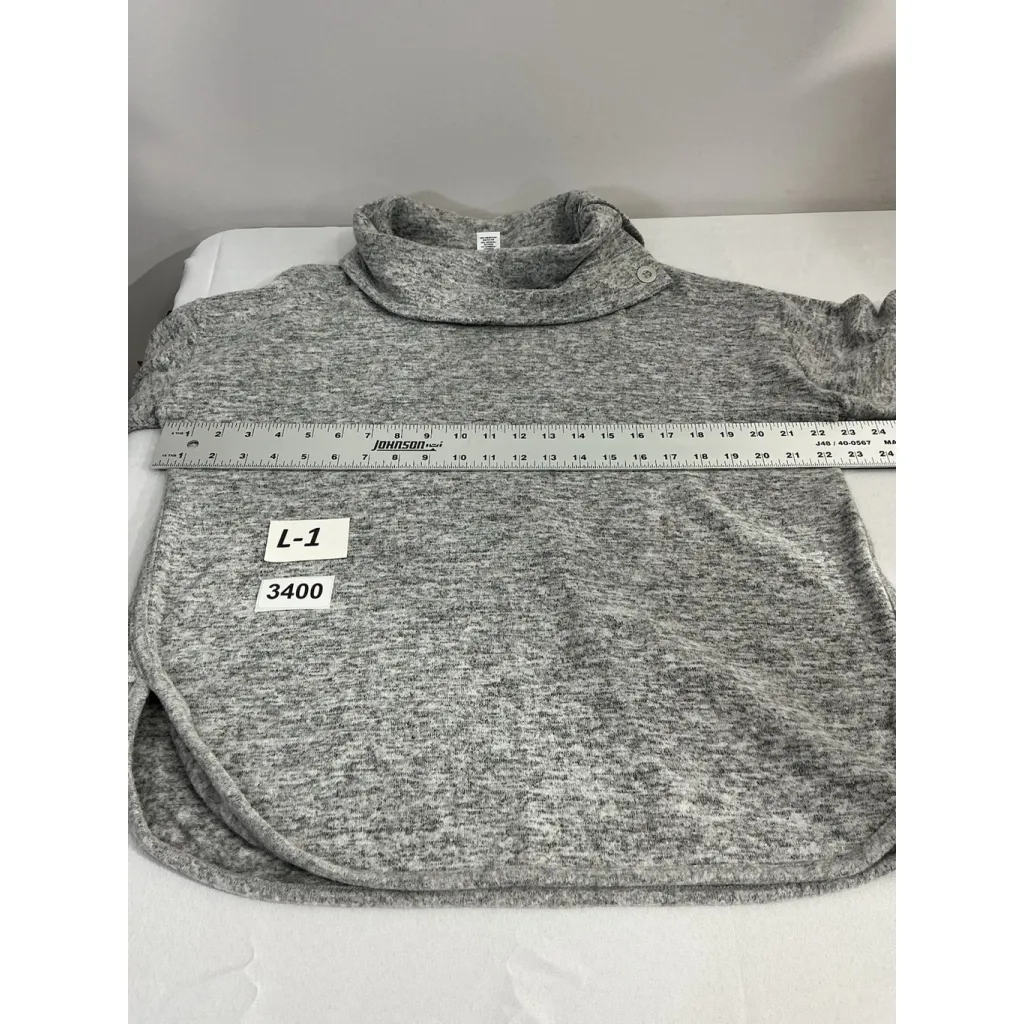 Womans Ruby Rd Petite Size PM Gray Cowl Neck Long Sleeve Sweatshirt - Image 6