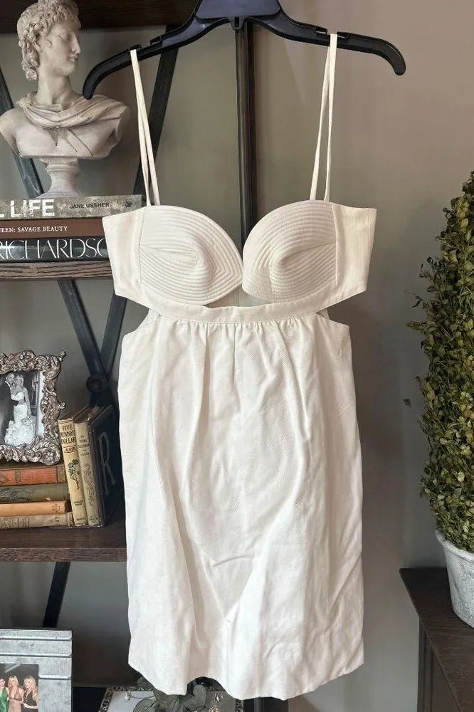 Adriana Degreas Matelasse Cotton Short Dress Off White Womens Size Large - Image 3