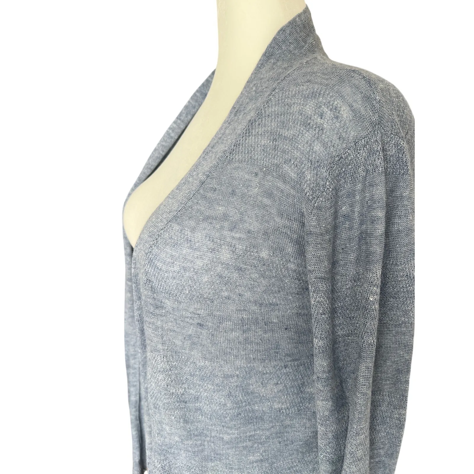 Cynthia Rowley 100% Linen Blue Open Cardigan Women Size L Breathable Normcore - Image 3