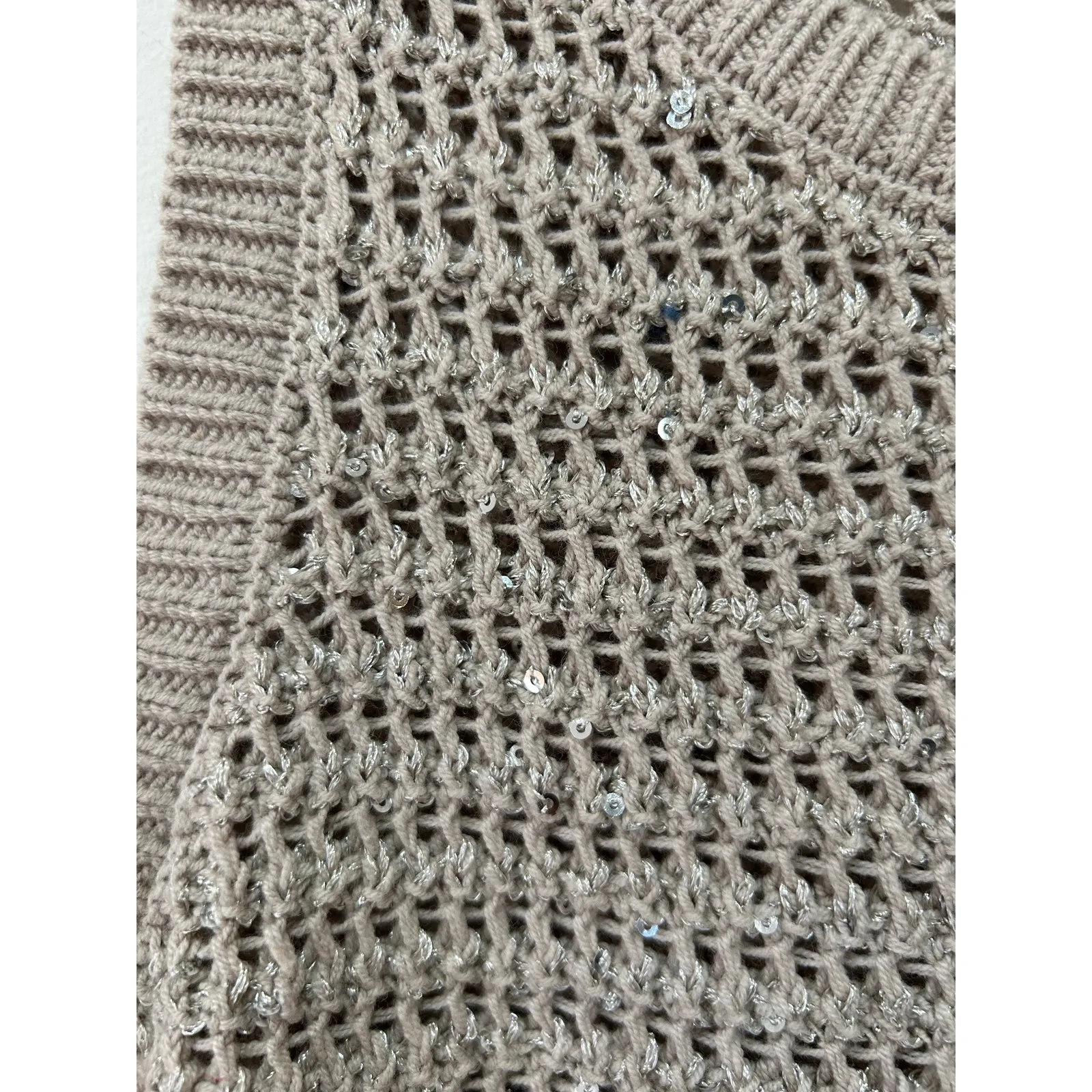 A New Day Target sweater vest knit tan sparkly size S crochet holiday festive - Image 2