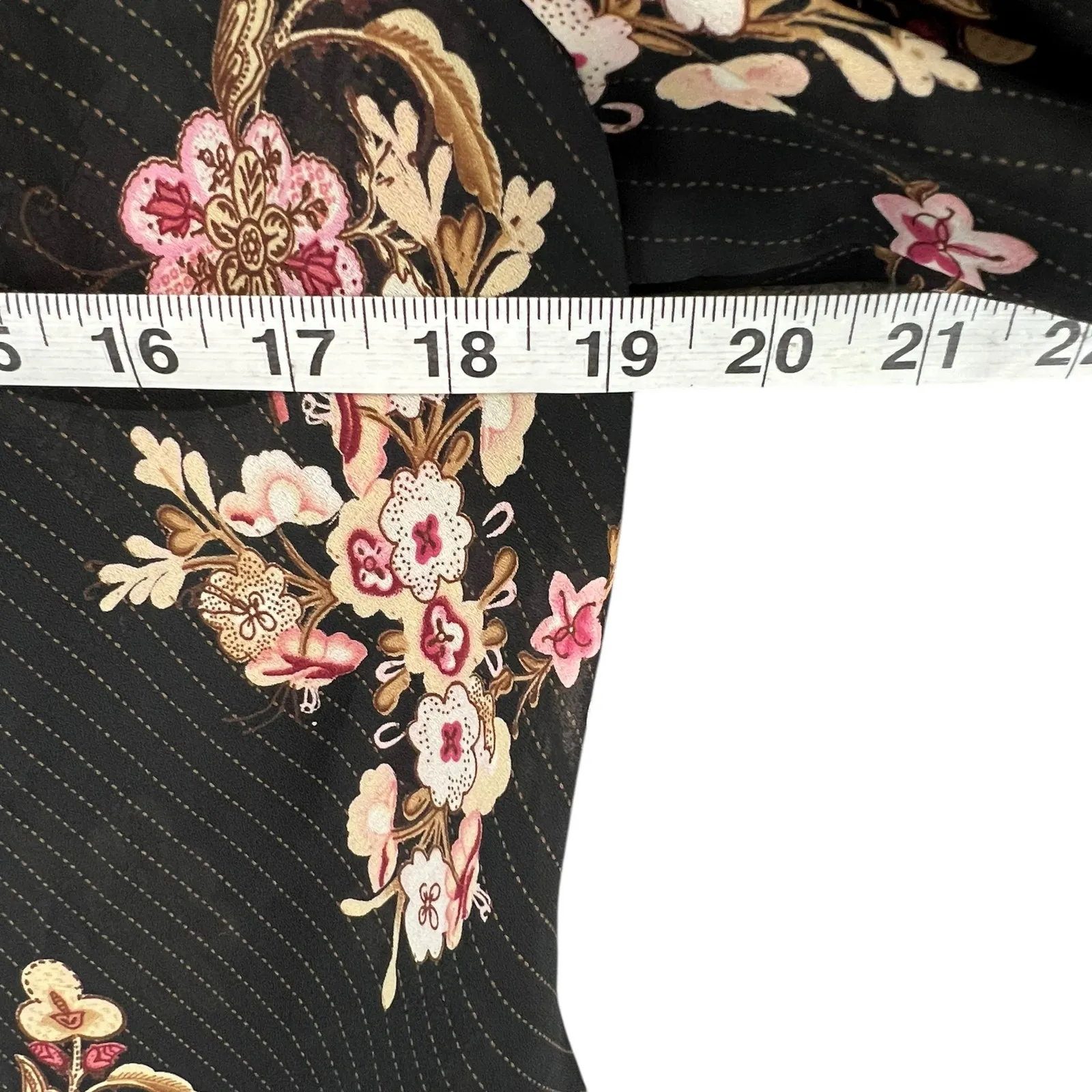 Vintage 90s Fashion Bug Floral Babydoll Top L Cinched Bust Y2K Romantic Blouse - Image 6