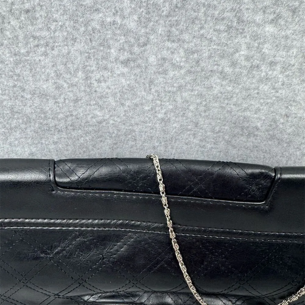 Bijoux Terner Black Quilted Shoulder Bag with removable Silver Chain Strap - Image 6