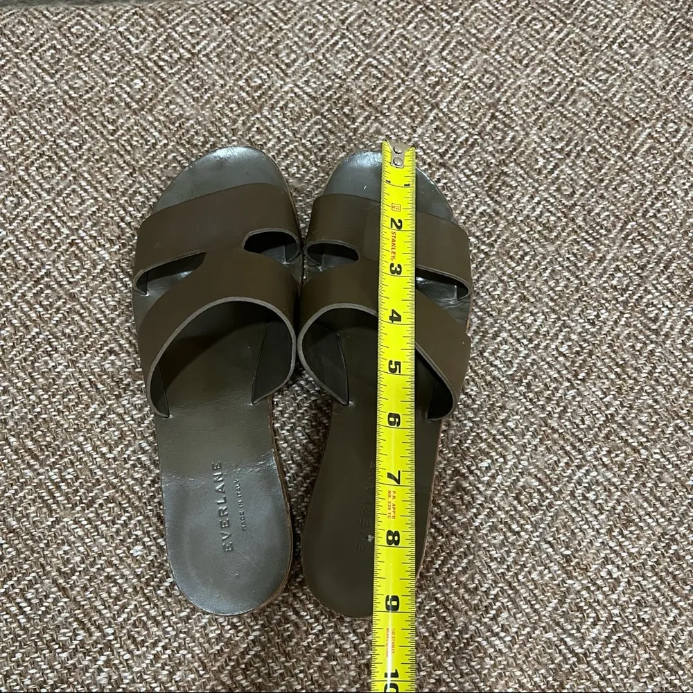 Everlane Leather Olive Green Bridge Slip On Sandal Minimal Classic Italy Sz 9 - Image 8