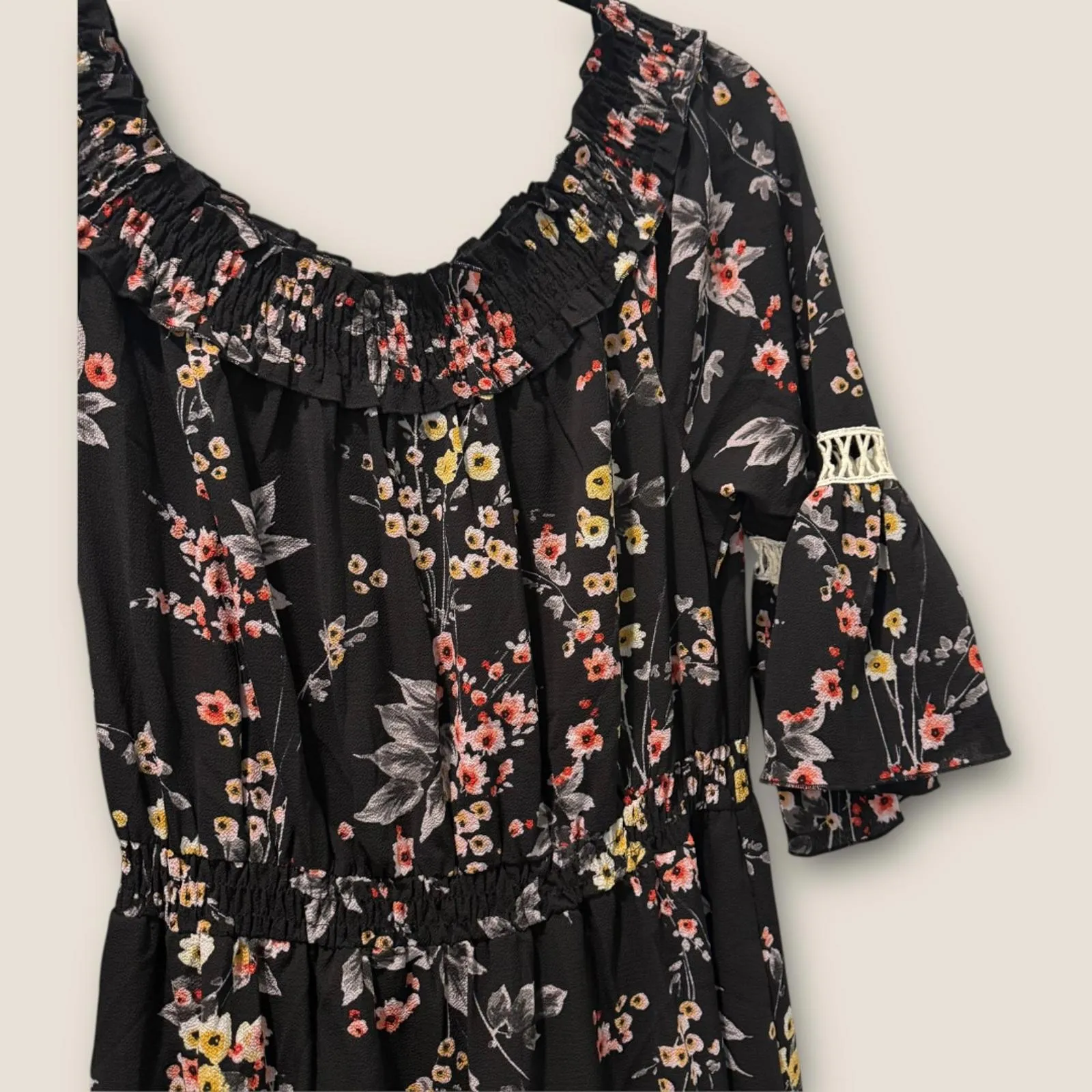 TM by Truly Me Women's XL Off Shoulder Floral Long Hi Low Dress Retail $46 NWT Black - Image 7