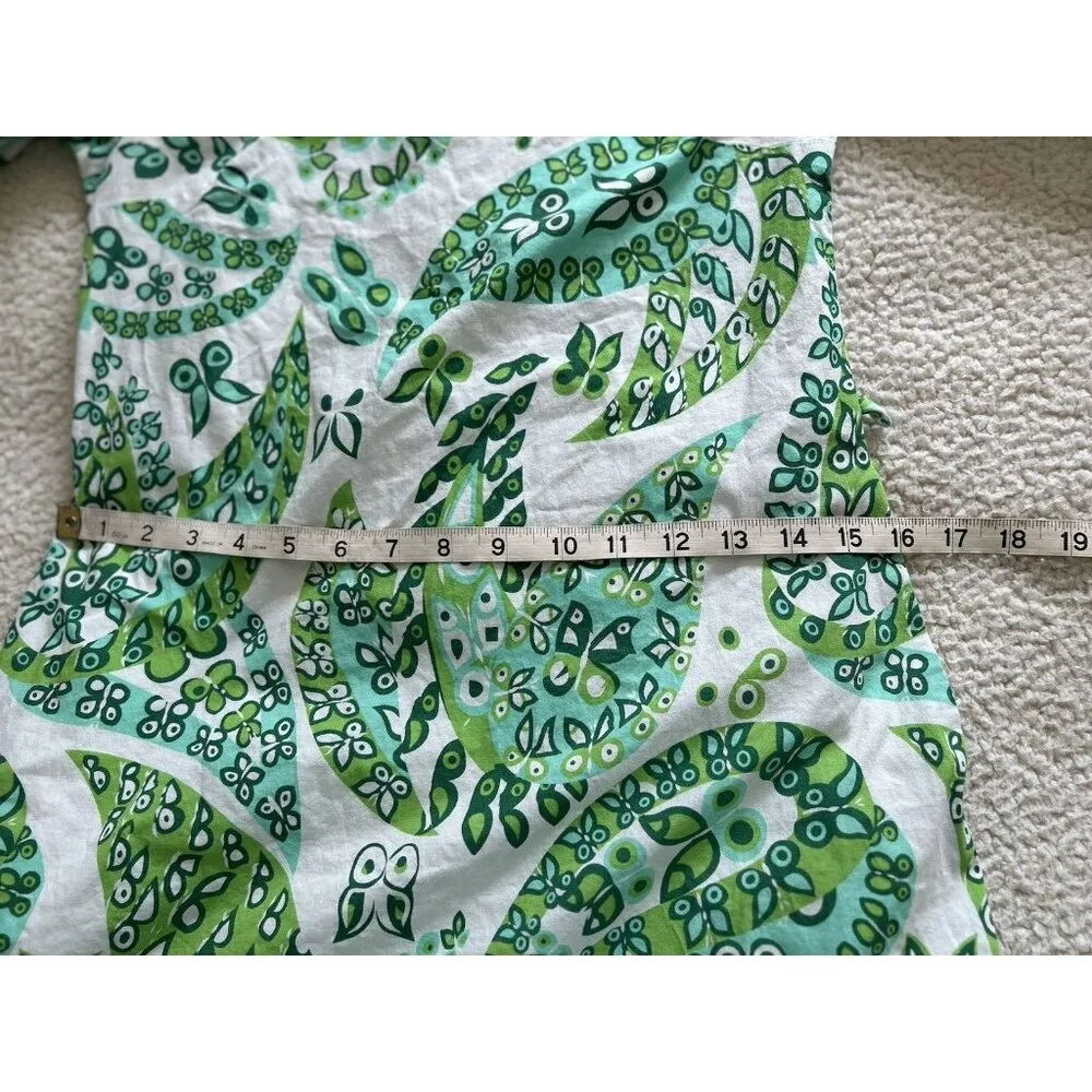 Staud Carolina Ruffle Mini Dress Paisley Butterfly Print White Green Size 2 - Image 10