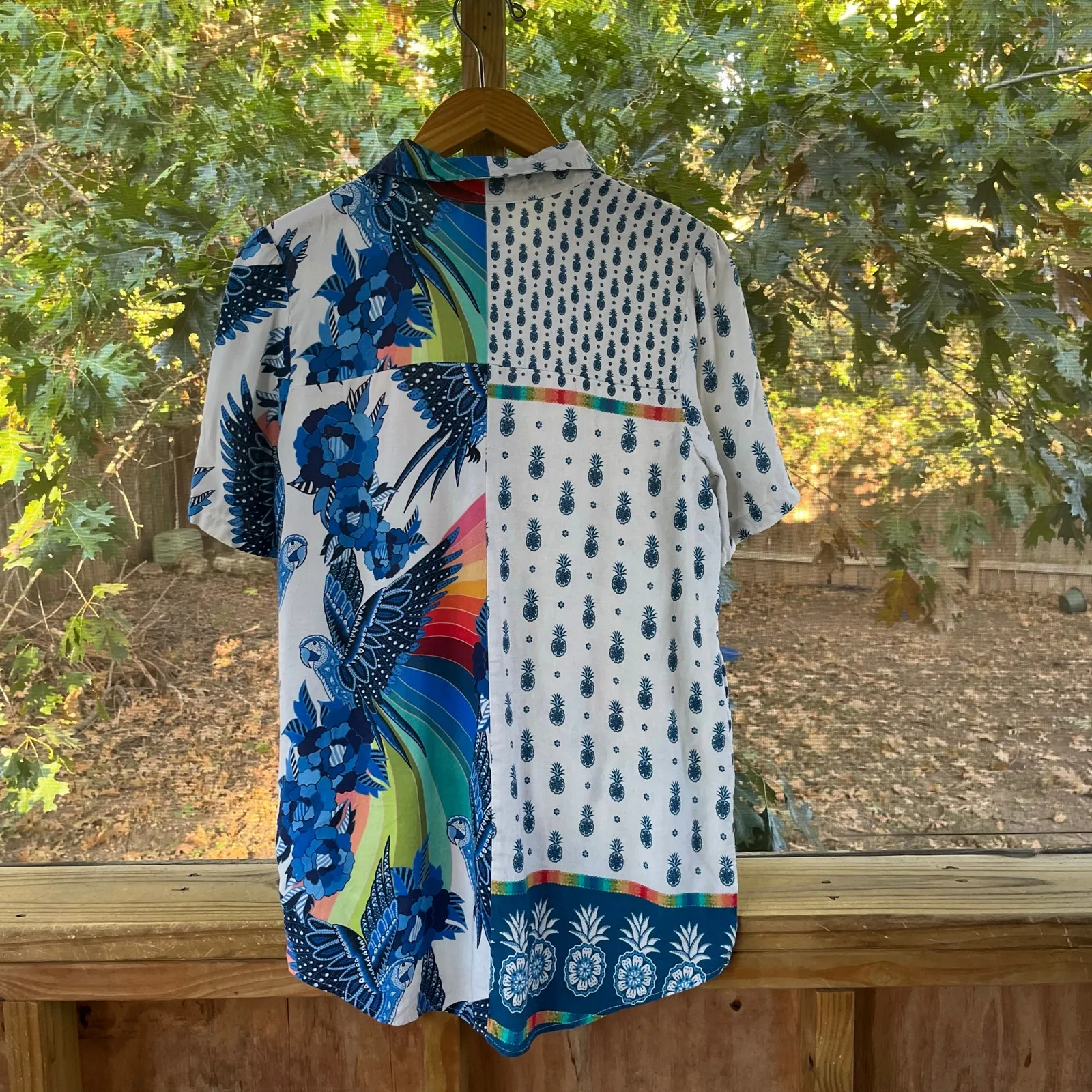 Farm Rio For Anthropologie Women's Colorful Tropical Print Top Size M Size M - Image 2