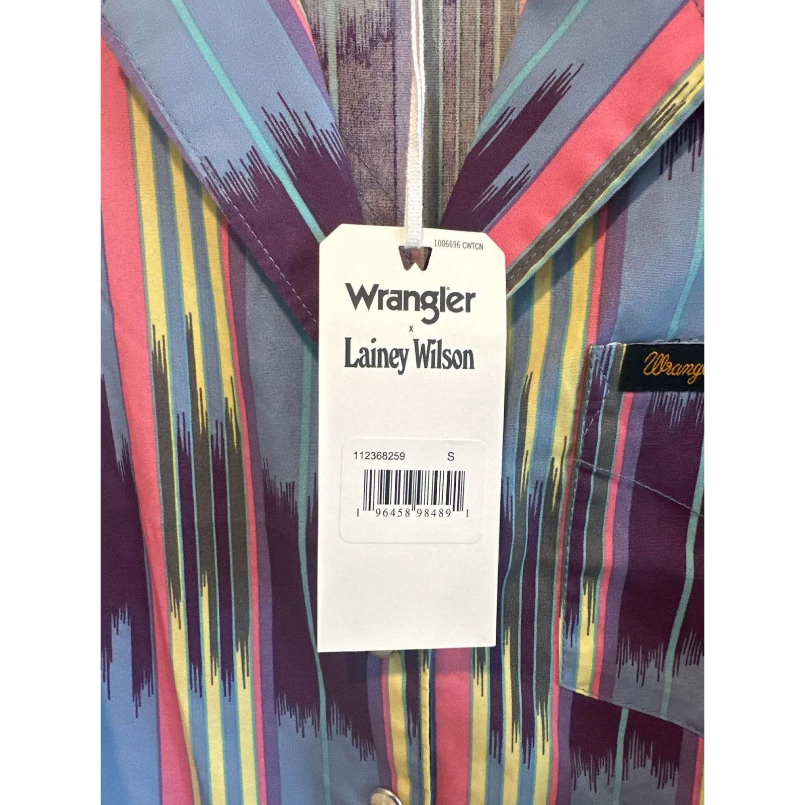 Wrangler Lainey Wilson Tie-Front Sleeveless checotah Striped, Size Small, New - Image 3