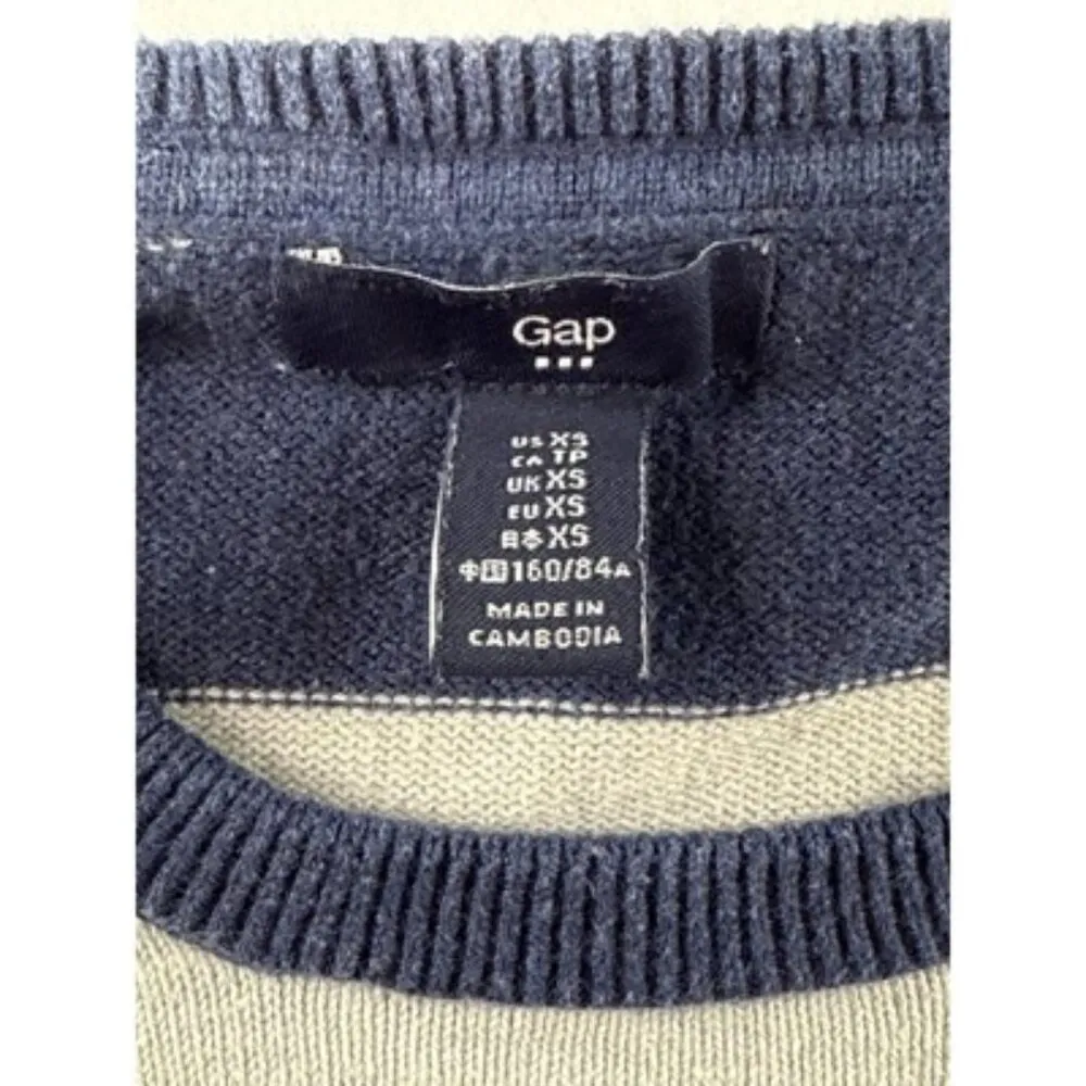 Gap Womens Striped Sweater XS Cotton/Nylon Blend Blue & Gray - Image 2