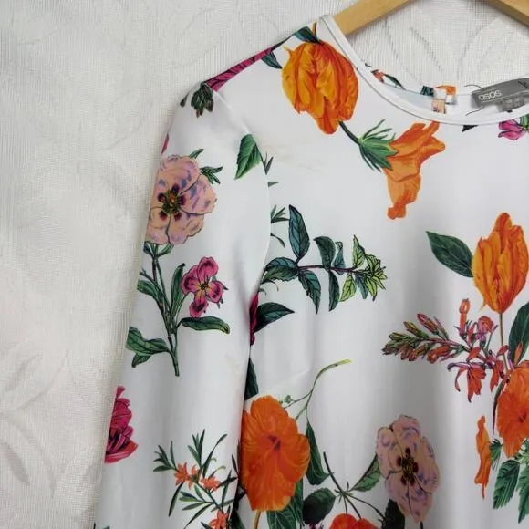 ASOS Botanical Shift Mini Dress with Fluted‎ Sleeves Size 6 NWT - Image 7