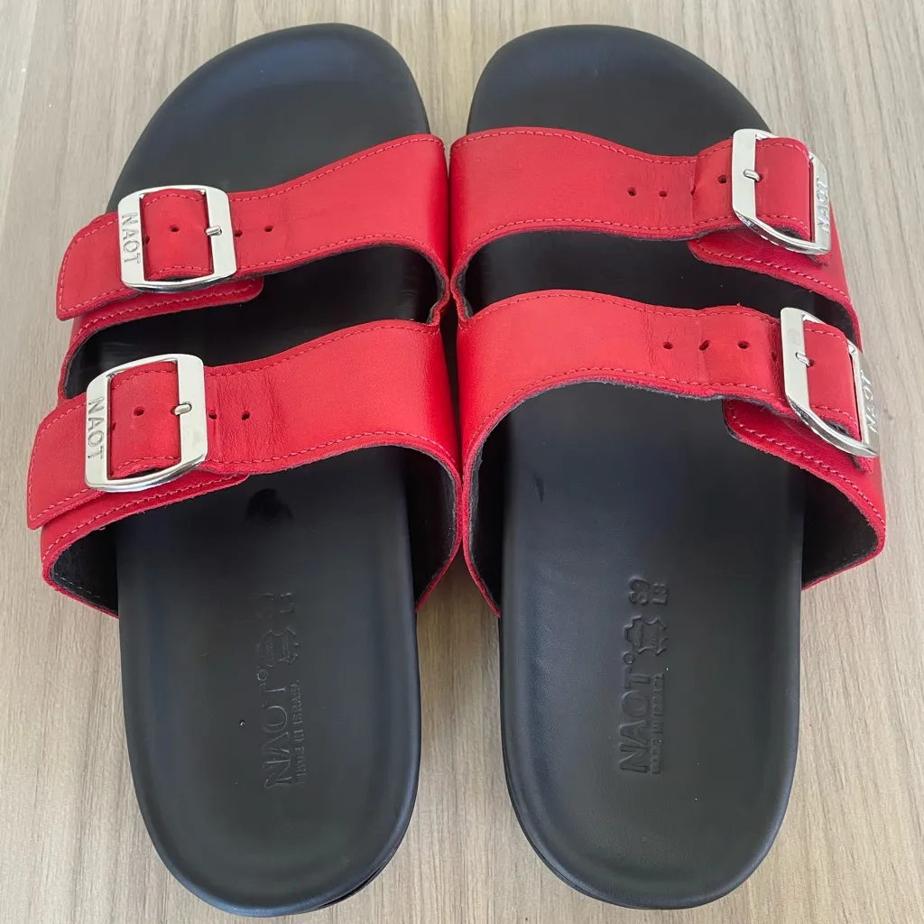 Naot Red Double Strap Sandals Size 8 - Image 2