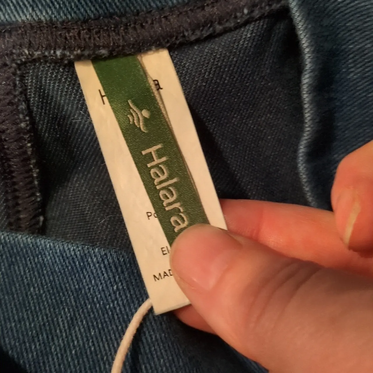 Halara Flex Crossover Pocket Washed Denim Work Leggings 7/8 Length Size XL - Image 4