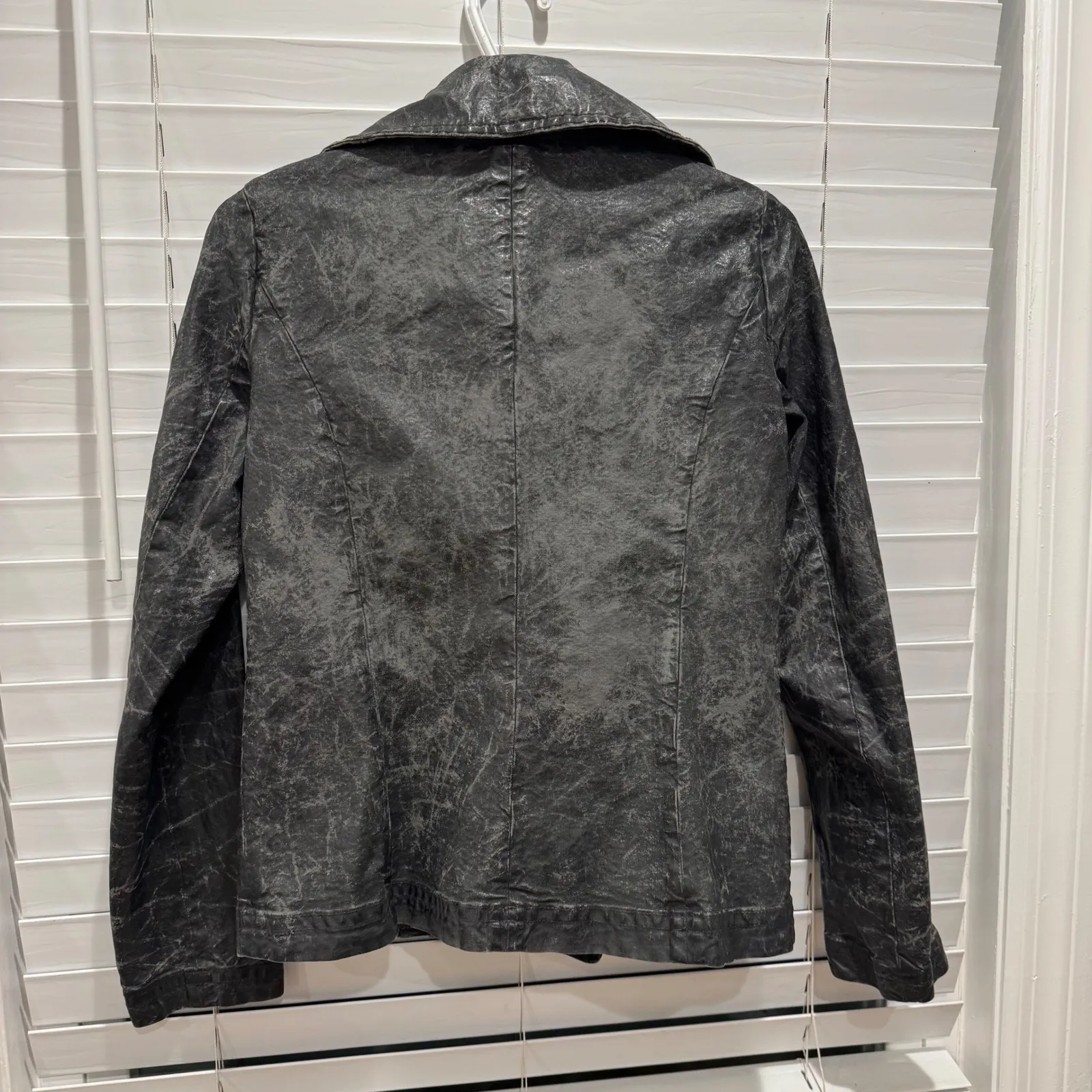 Denim & Supply Ralph Lauren Black Waxed Distressed Double Breasted Jacket Size S - Image 3