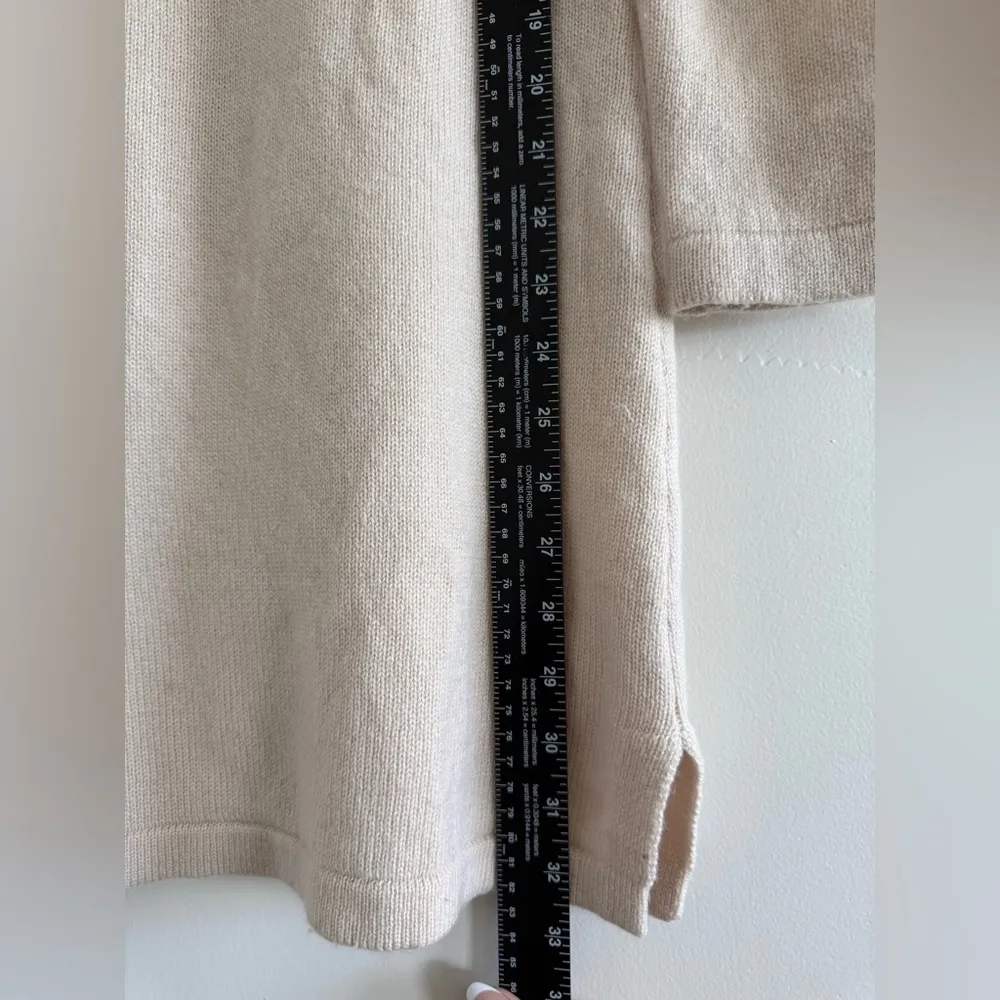 Sail to Sable Cream cowl neck classic wool cashmere tunic sweater Knit Dress S - Image 5