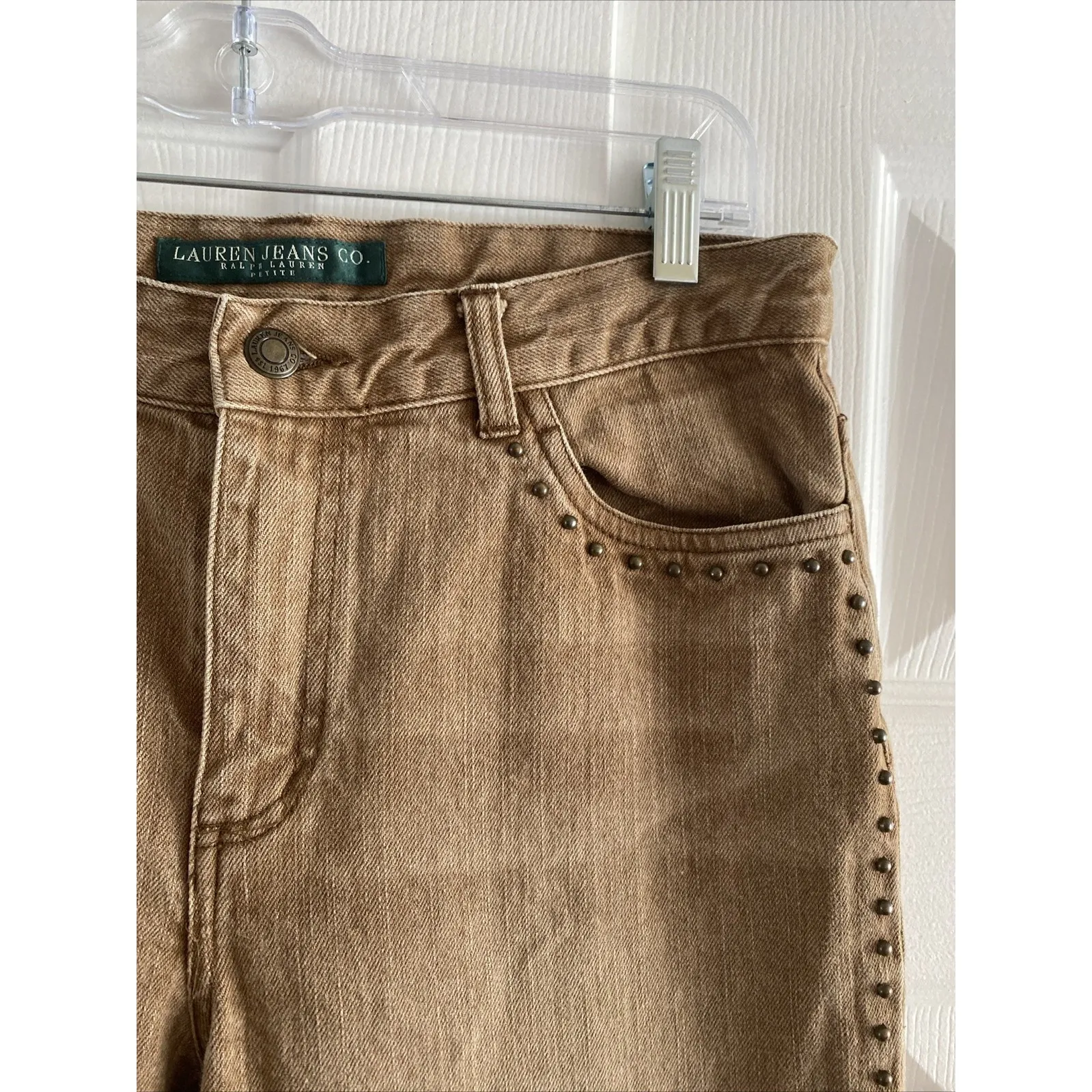 Ralph Lauren Jeans Co Womens Brown 10P Straight Leg Flare Studded Denim Western - Image 2