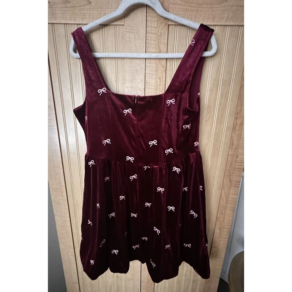 Altar'd State Burgundy Trinity Velvet Bubble Dress Size XL Burgundy Holiday XMAS - Image 4